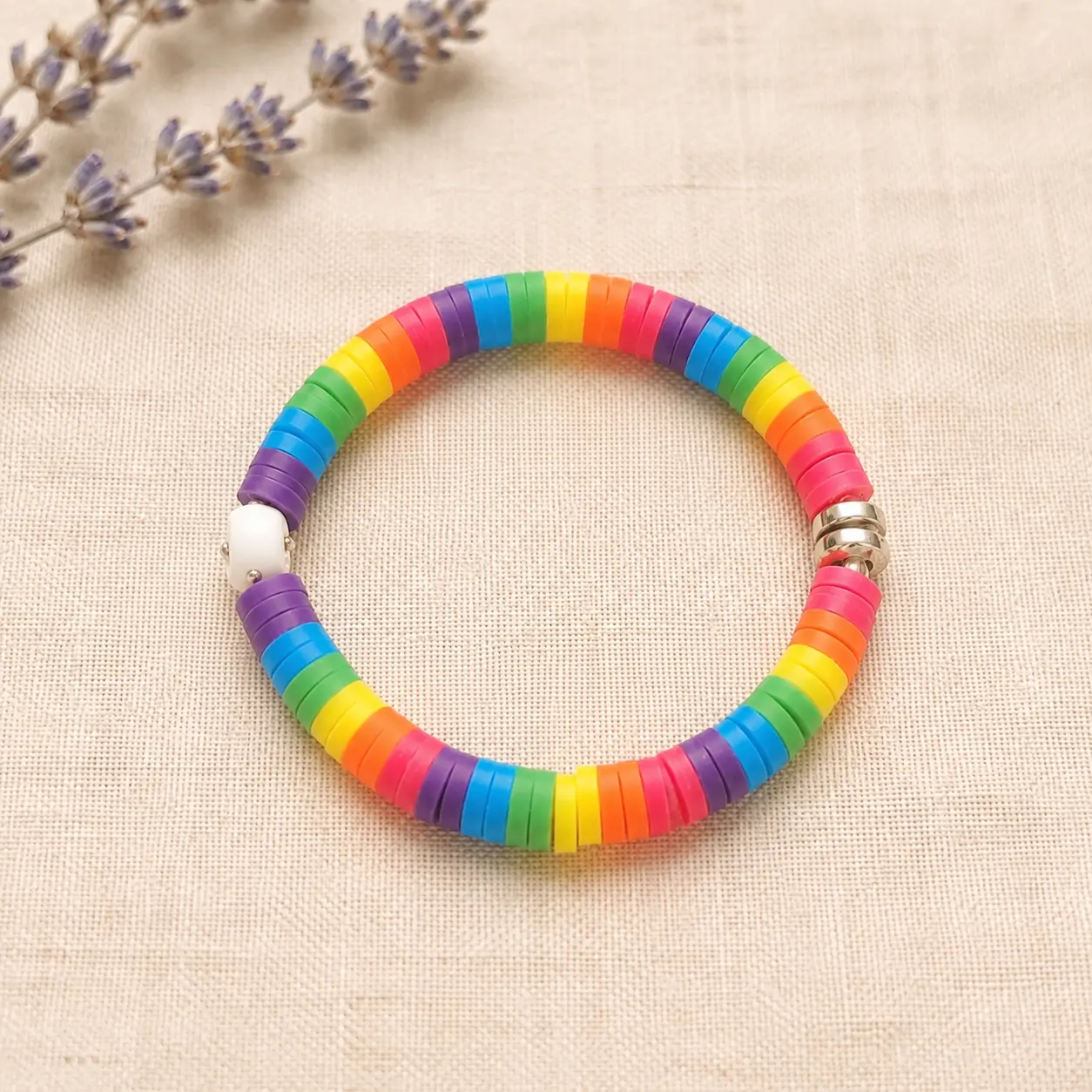 Rainbow Clay Disc Bracelet