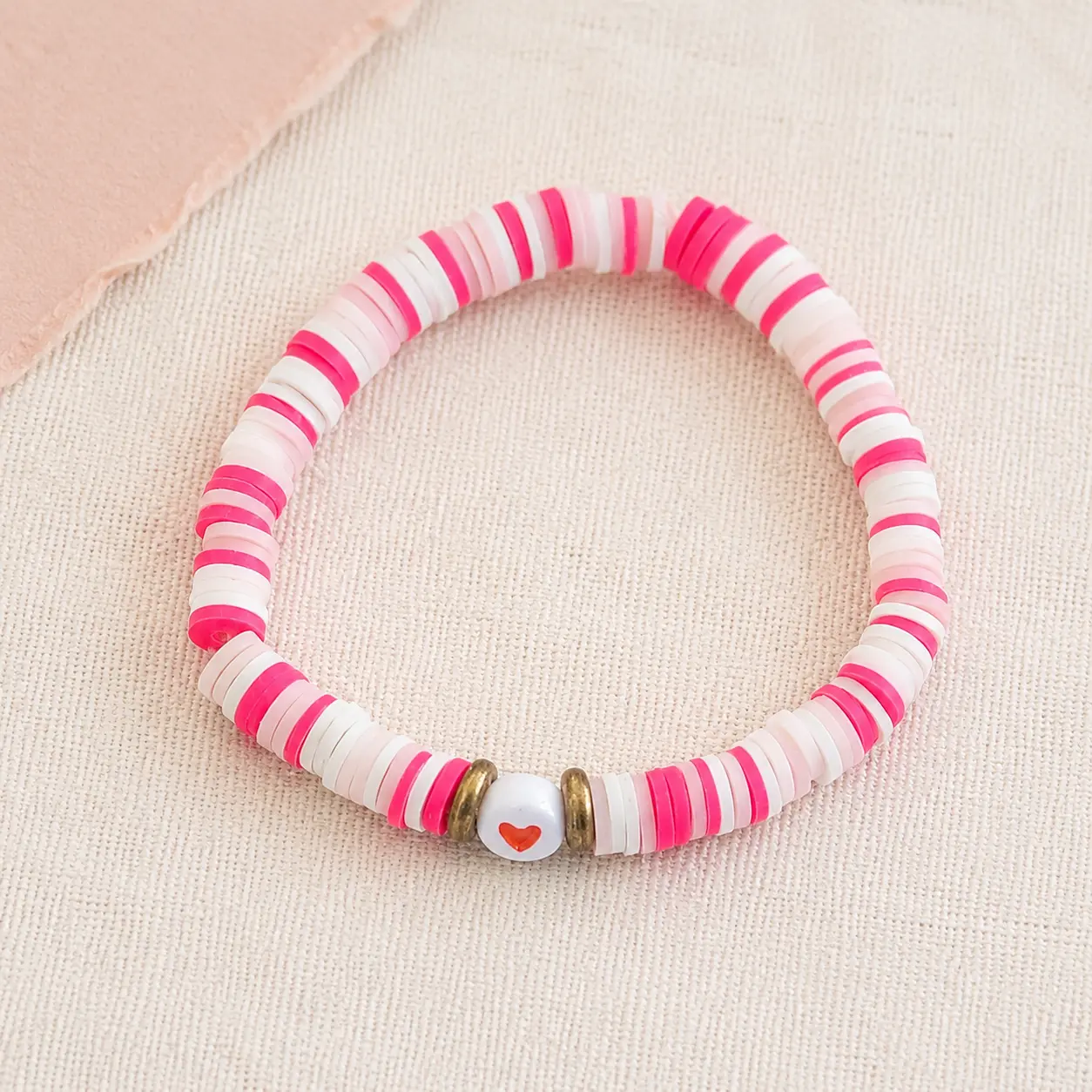 Pink Blush Heart Disc Bracelet